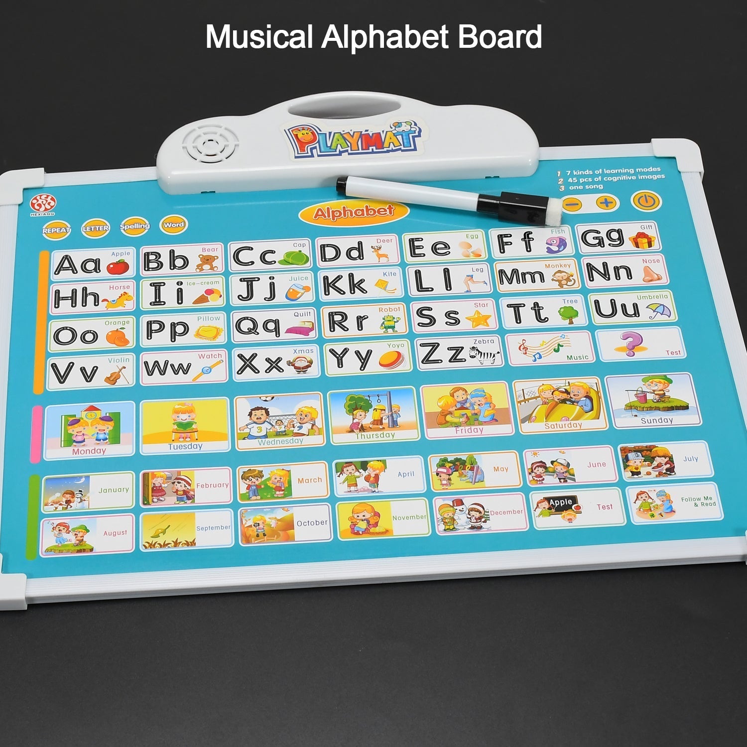 Kids learning pad with R&P MANAGEMENT SOLUTIONs, music, and drawing features