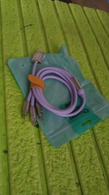 3 in 1 Multi Super Fast Charging Cable (1 Pc / 120 CM Long)