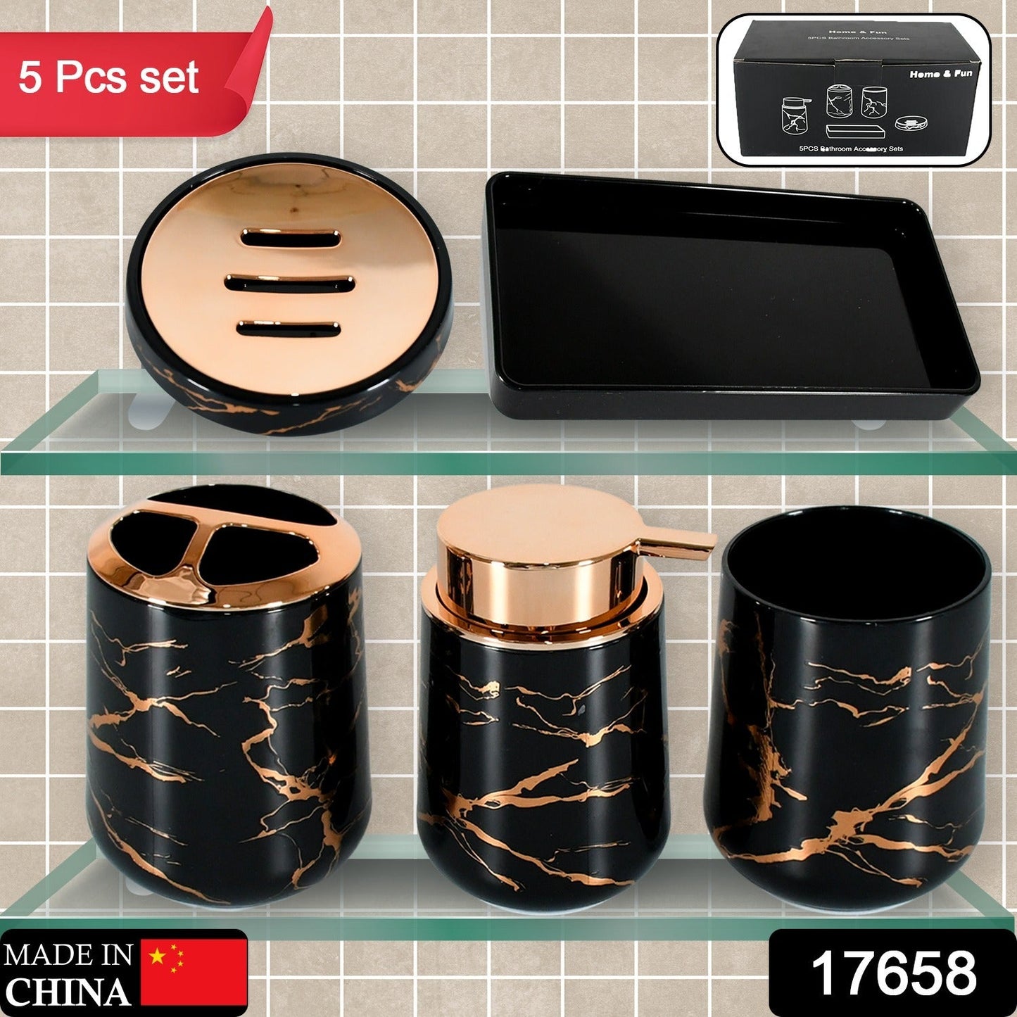 Bathroom Accessory Set Bathroom Decor Premium Quality (5 PCS)