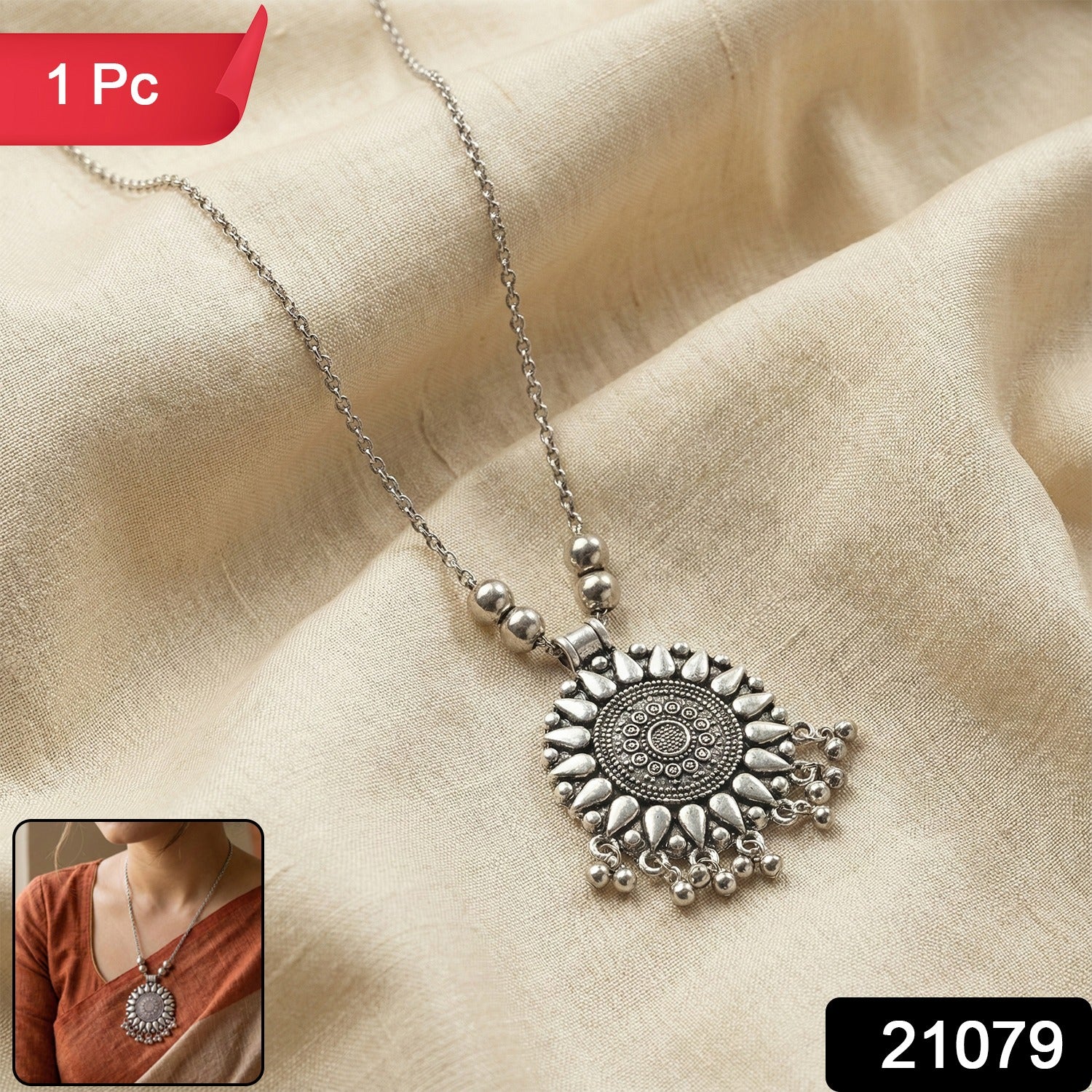 Oxidized sun pendant        

